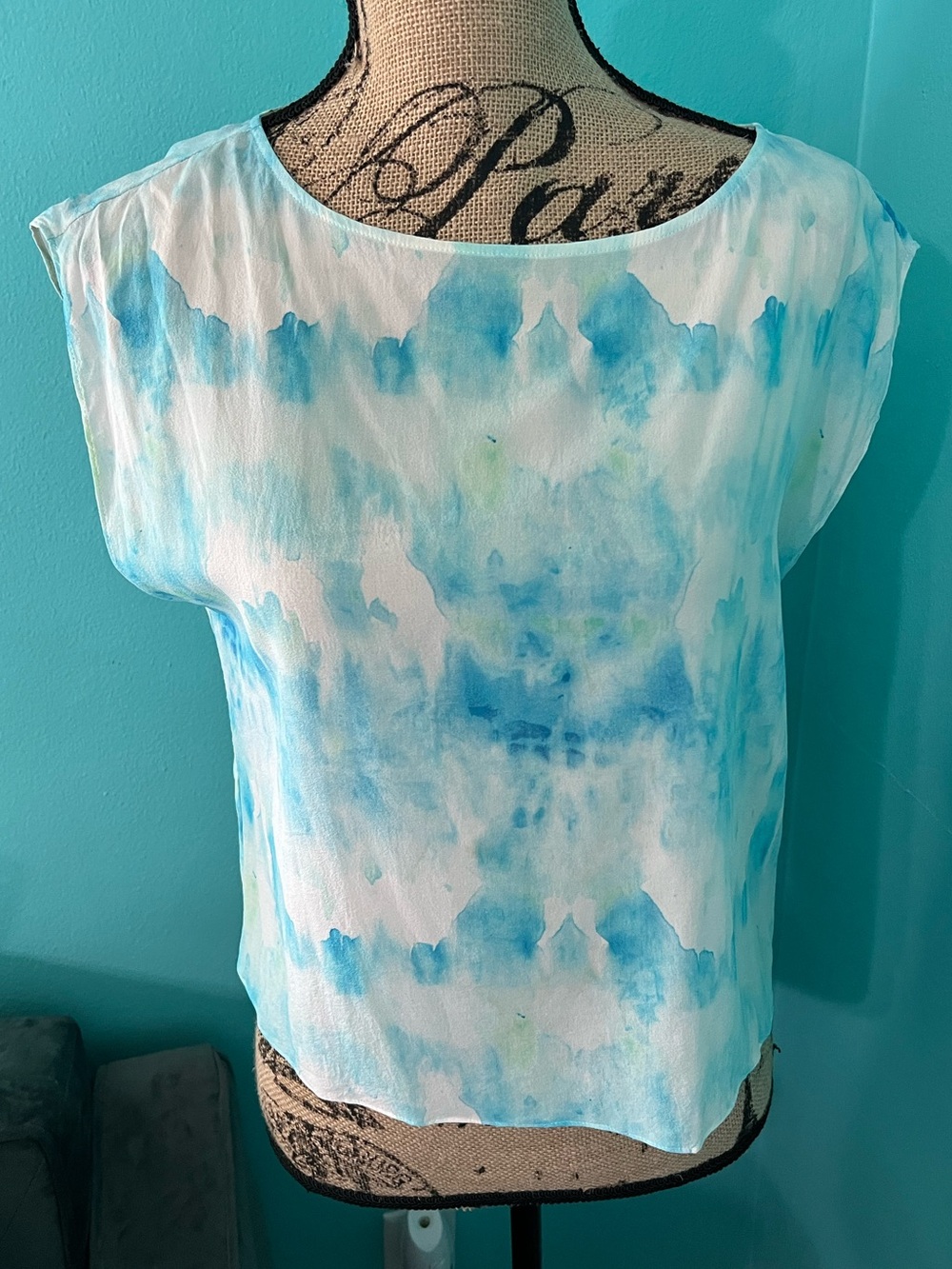 Alice + Olivia Silk Blend Tie Dyed Pattern Sleeveless Criss Cross Open Back